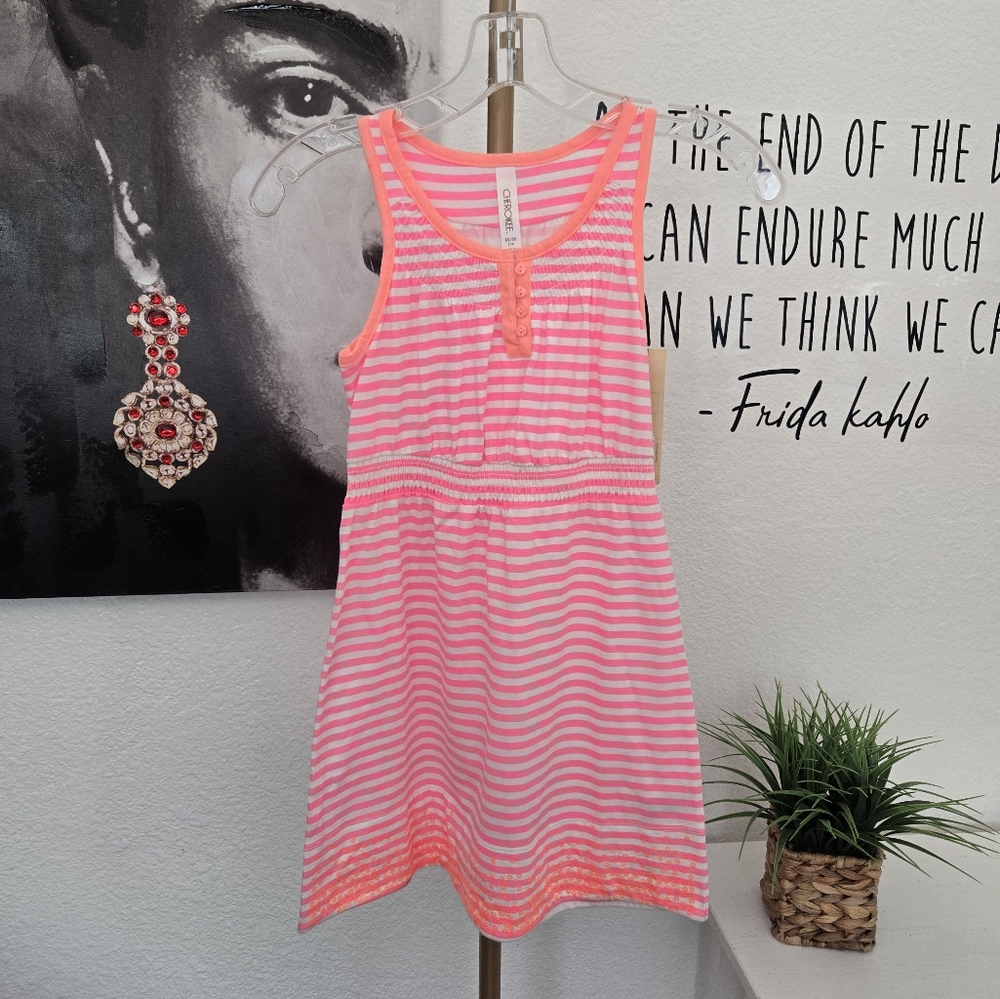 NWT Kids Girls Cherokee Pink and White Halter Sundress Sleeveless Casual Size M